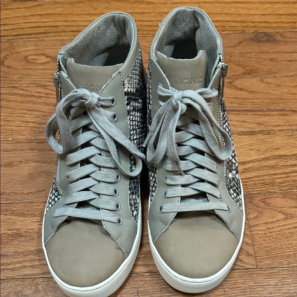 Vionic Women's Splendid Torri High Top Sneakers in Snakeskin and Gray